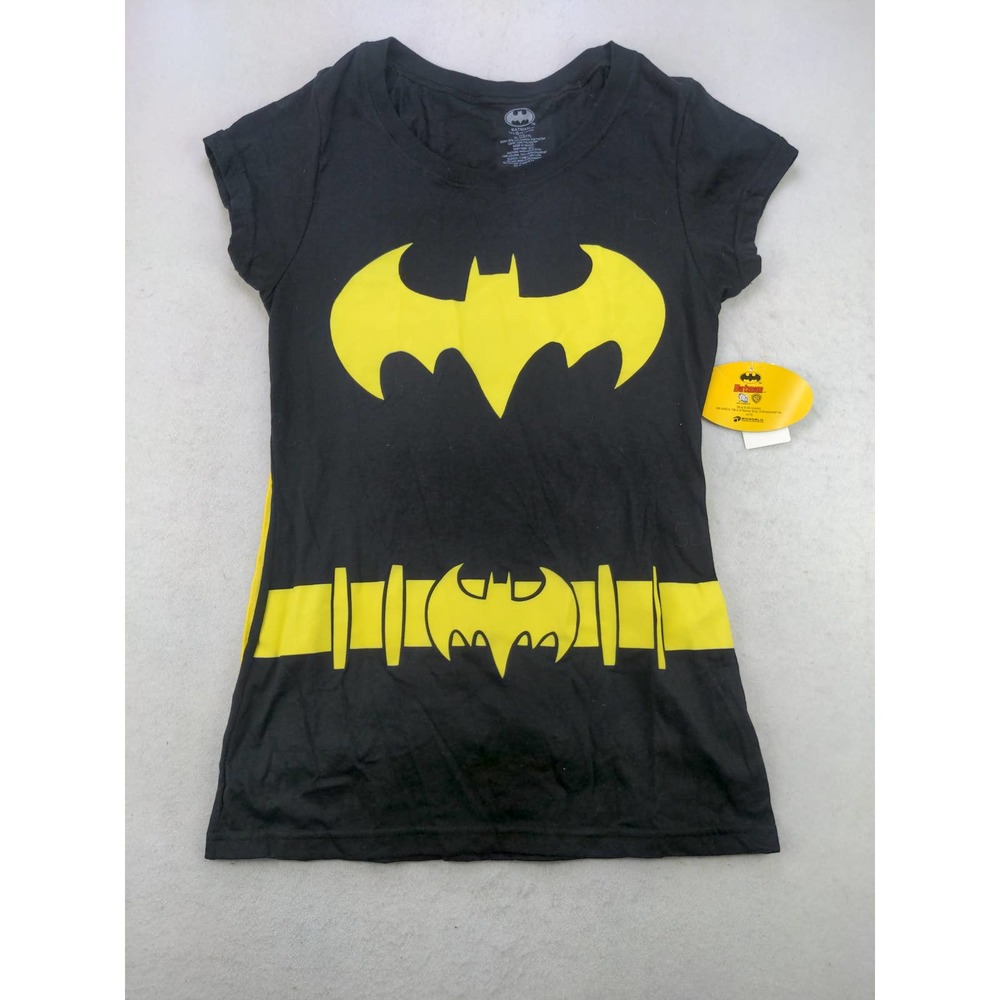 Girls Batman Costume Shirt W/ Detachable Cape Size XL 15/17 Black NWT